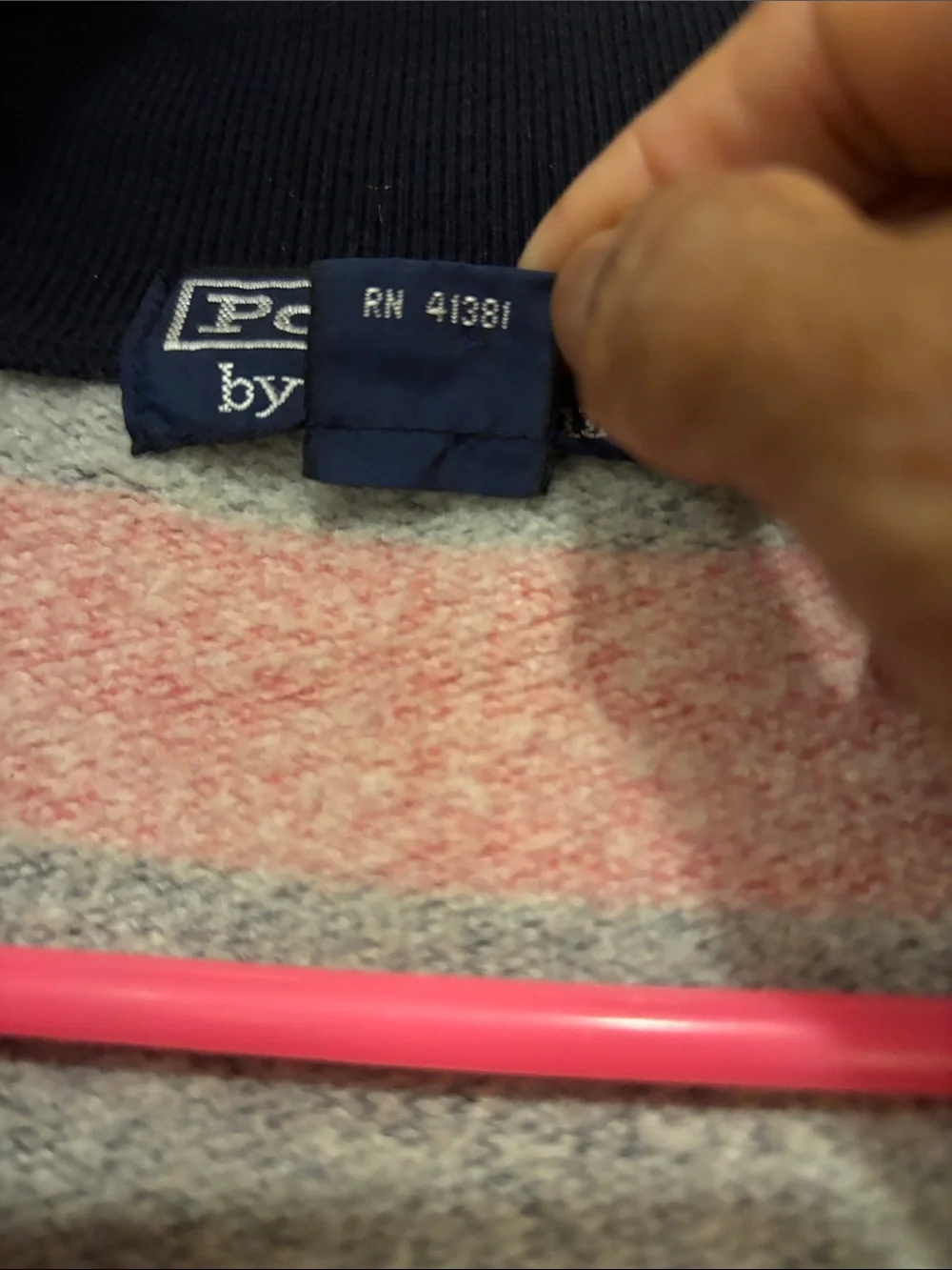 Polo by Ralph Lauren Navy and Red Striped Half-Zip Sweater